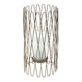 Geometric Iron Candle Holder with Glass Hurricane