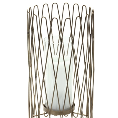 Geometric Iron Candle Holder with Glass Hurricane