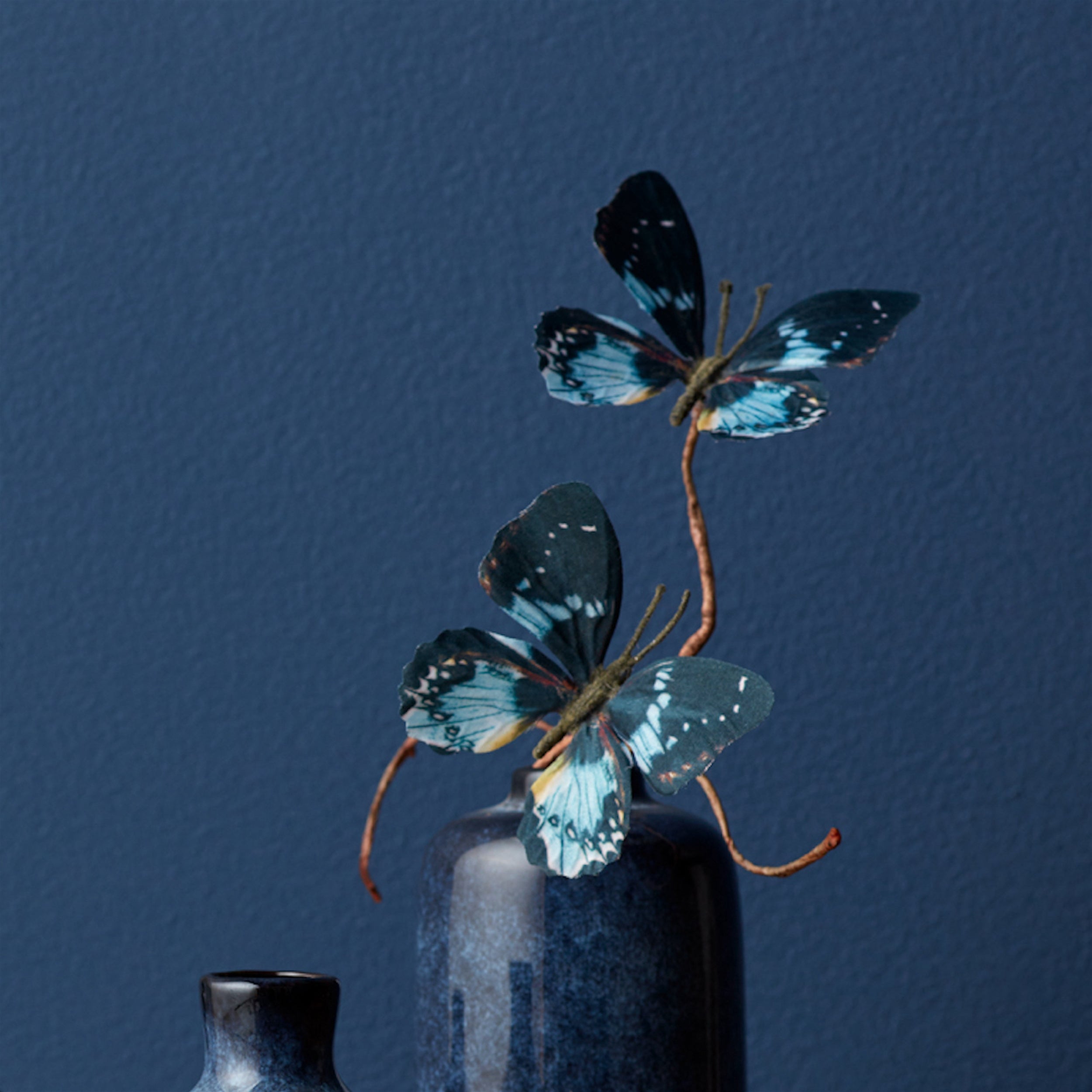 Blue and Black Wire Butterfly Spray (Set of 6)