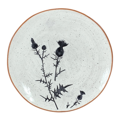 Rustic Thistle Etched Plate with Speckled Finish (Set of 4)