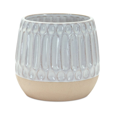Ribbed Porcelain Vase with Two Tone Design (Set of 2)