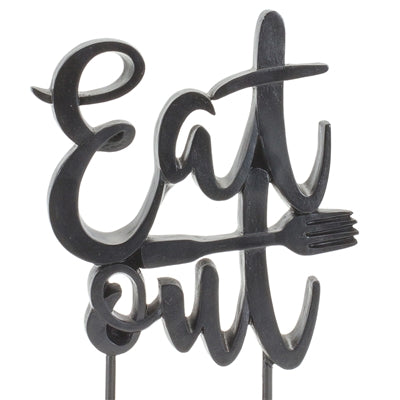 Eat Out Kitchen Sentiment Sign with Wood Base 8.75"H