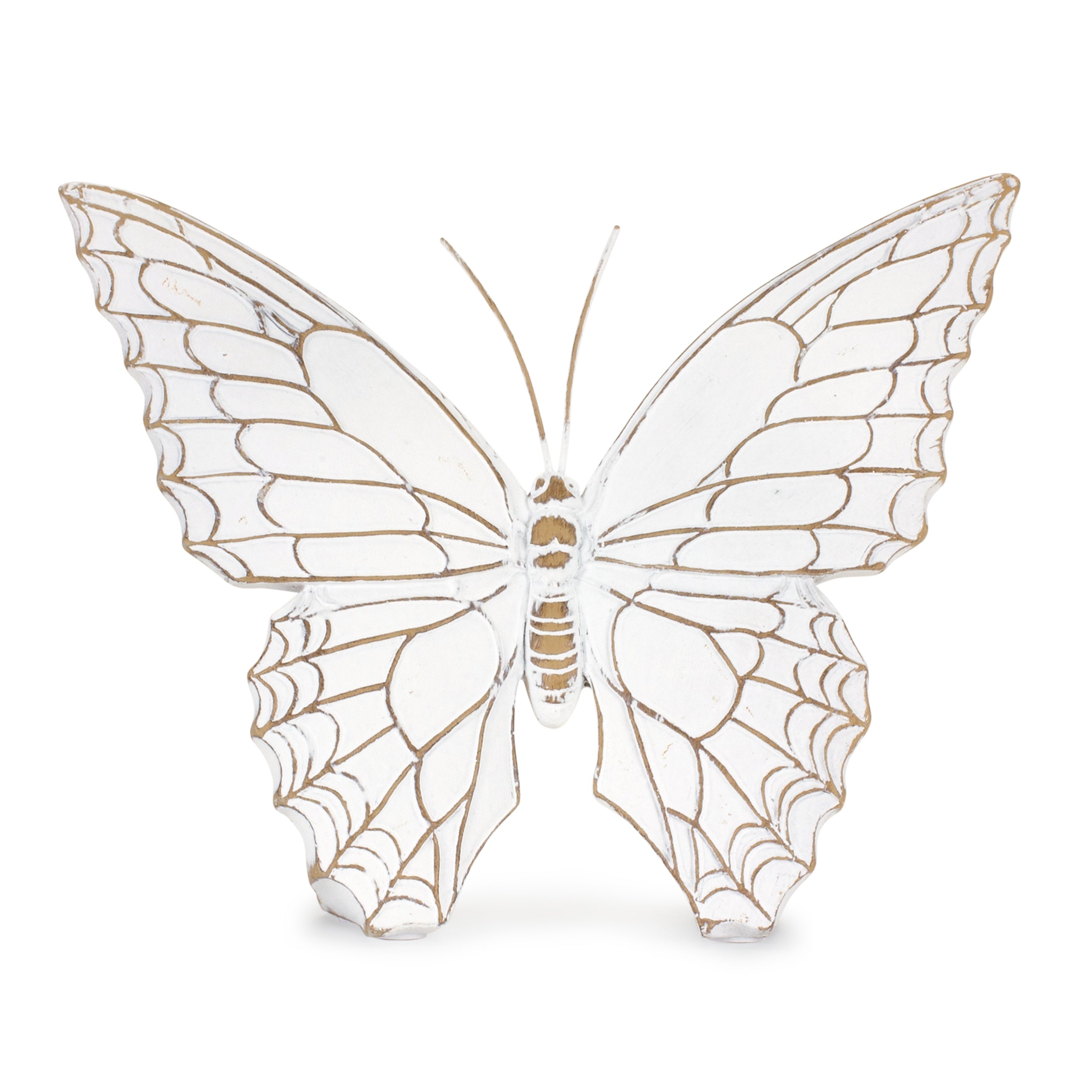 Stone Butterfly Shelf Sitter with White Washed Finish (Set of 3)