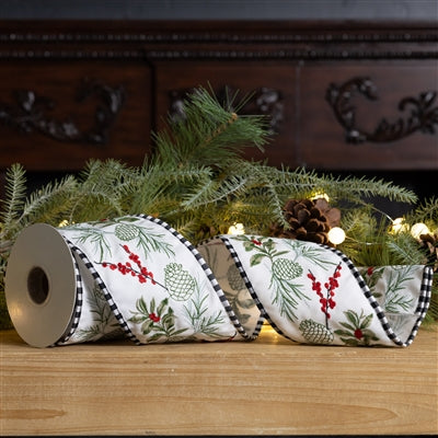 Pine Berry Ribbon 4" x 5 yds.