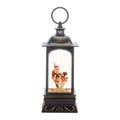LED Snow Globe Lantern with Santa and Snowman 10.5"H