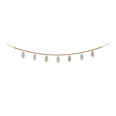 Wood Beaded Wool Tree Garland (Set of 2)