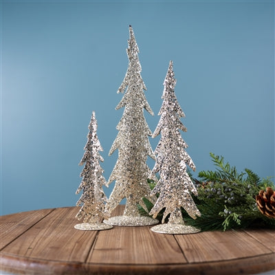 Gold Mosaic Glass Pine Tree (Set of 2)