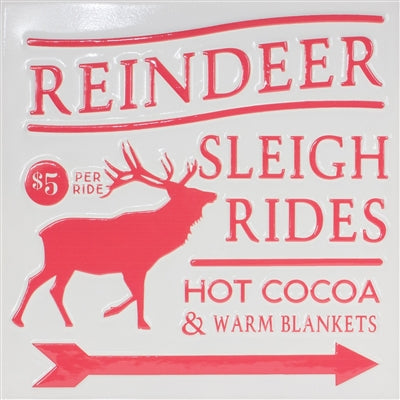 Reindeer Rides Wall Sign 15.5"SQ