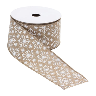 Snowflake Print Wired Ribbon 2.5" x 10 Yds.