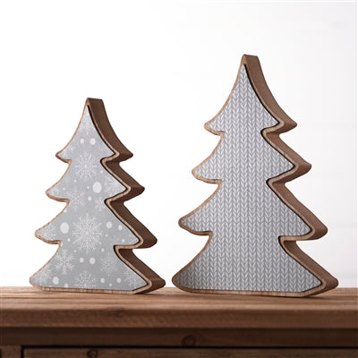Wood Pine Tree Decor (Set of 2)