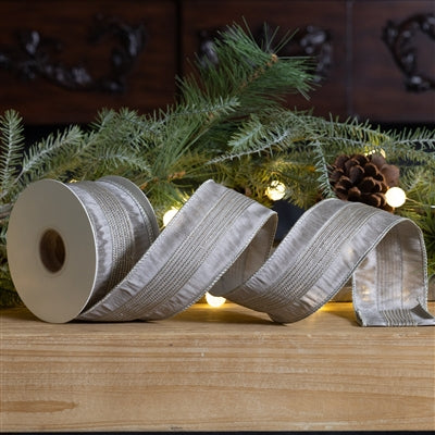 Grey Glittered Ribbon 2.5" x 10 yds.