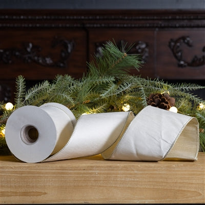 White Holiday Ribbon 4" x 10 yds.