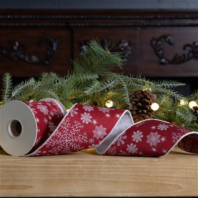 Festive Snowflake Ribbon 4" x 5 yds.