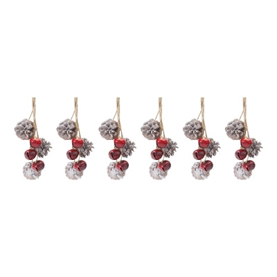Bell and Pine Cone Drop Ornament (Set of 6)