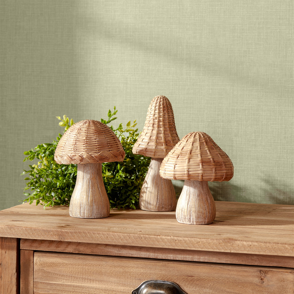 Wicker Mushroom Decor (Set of 3)