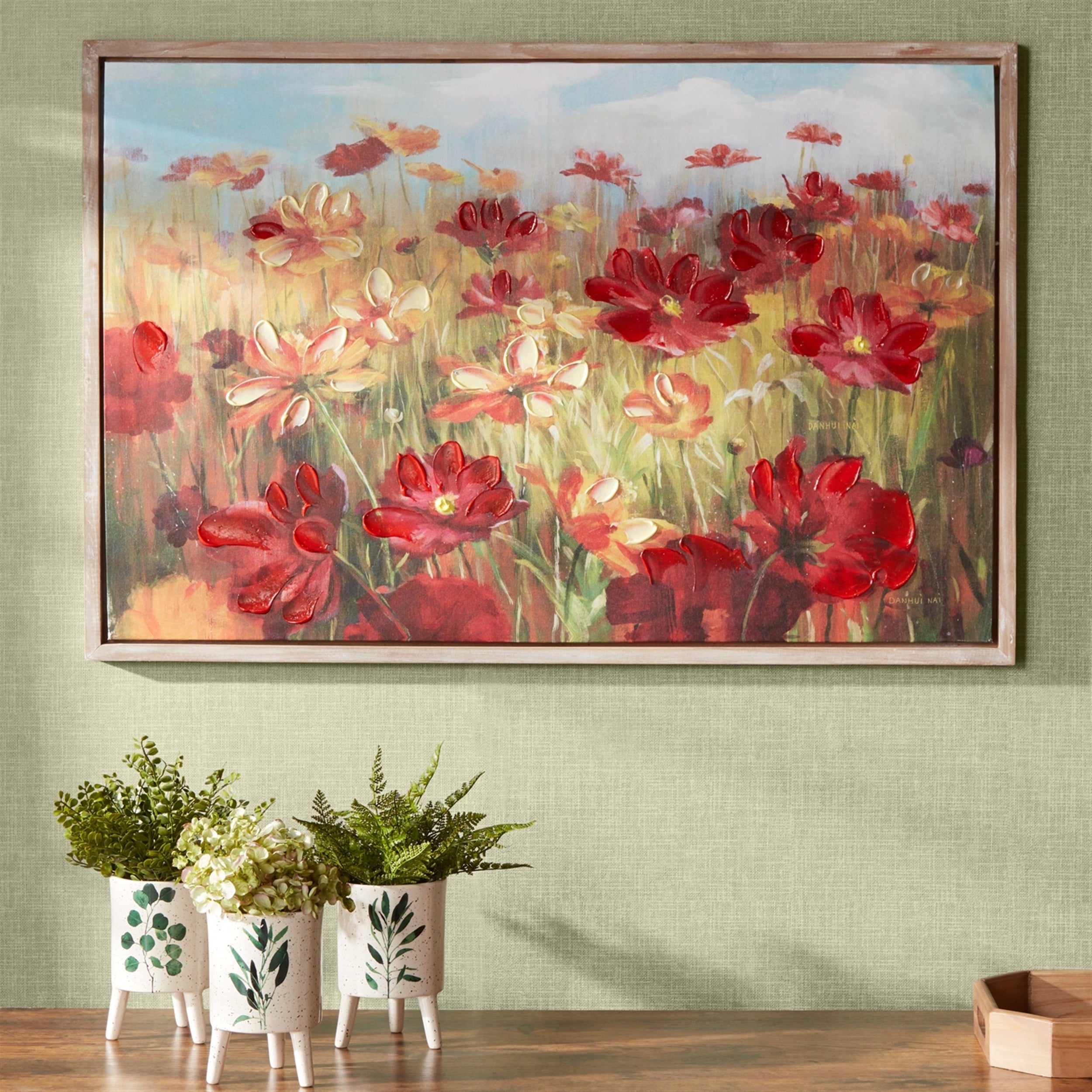 Framed Floral Canvas Art 35.5"L