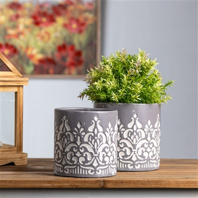 Ornate Metal Planter (Set of 2)