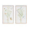 Framed Floral & Butterfly Print (Set of 2) 12.5"L x 19"H MDF/Paper