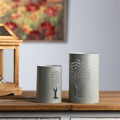 Punched Metal Tree Candle Holder (Set of 2)