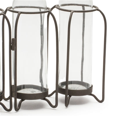 Bottle Vases in Iron Holder 19.75"L