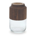 Glass Vase with Wood Accent 9"H