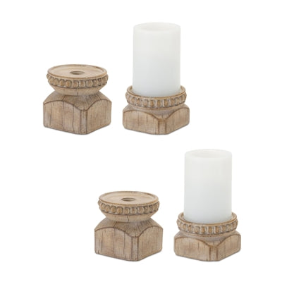 Beaded Wood Design Candle Holder (Set of 4)