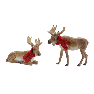 Moose (2 Asst) 7"H, 9.5"H Resin/Knit Fabric