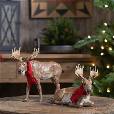 Moose (2 Asst) 7"H, 9.5"H Resin/Knit Fabric