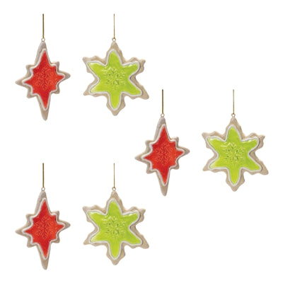 Frosted Cookie Star and Snowflake Ornament (Set of 6)