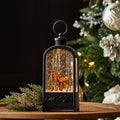 LED Snow Globe Lantern with Forest Deer 9.5"H