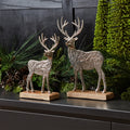 Metal Deer Silhouette with Wood Base (Set of 2)
