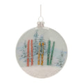Glass Ski and Snow Disc Ornament (Set of 6)