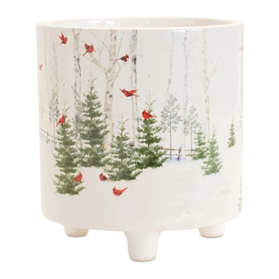 Winter Cardinal Forest Planter (Set of 2)