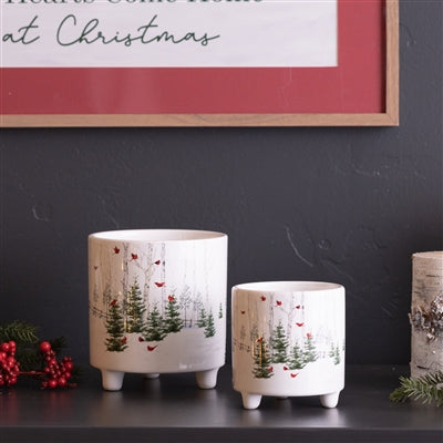 Winter Cardinal Forest Planter (Set of 2)