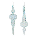 Iridescent Swirl Glass Finial Ornament (Set of 12)