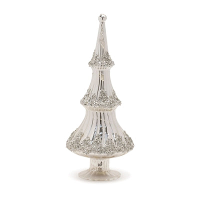 Silver Beaded Glass Holiday Tree (Set of 2)