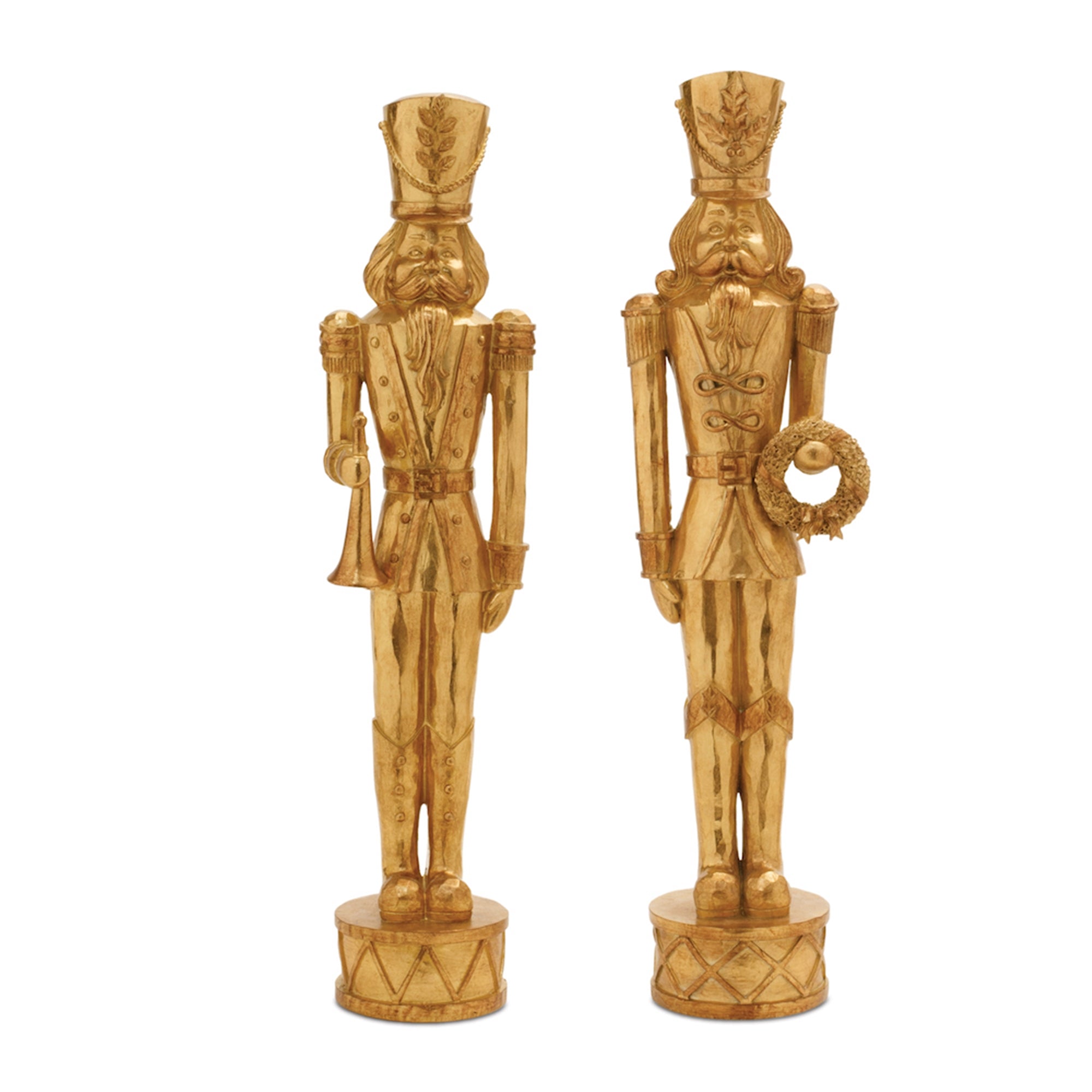 Gold Holiday Nutcracker Statue (Set of 2) 20"H Resin