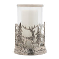 Etched Metal Woodland Candle Holder 8"D