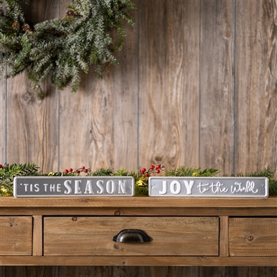 Metal Holiday Sentiment Sign (Set of 2)