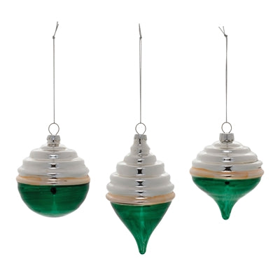 Two-Tone Tiered Glass Ornament (Set of 12)