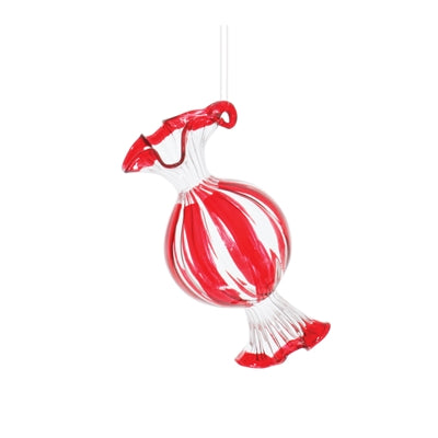 Glass Peppermint Candy Ornament (Set of 12)