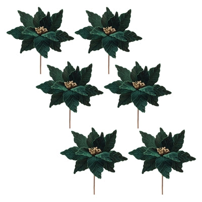 Forest Green Poinsettia Stem (Set of 6)