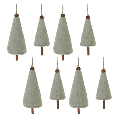 Felt Wool Pine Tree Ornament (Set of 8)