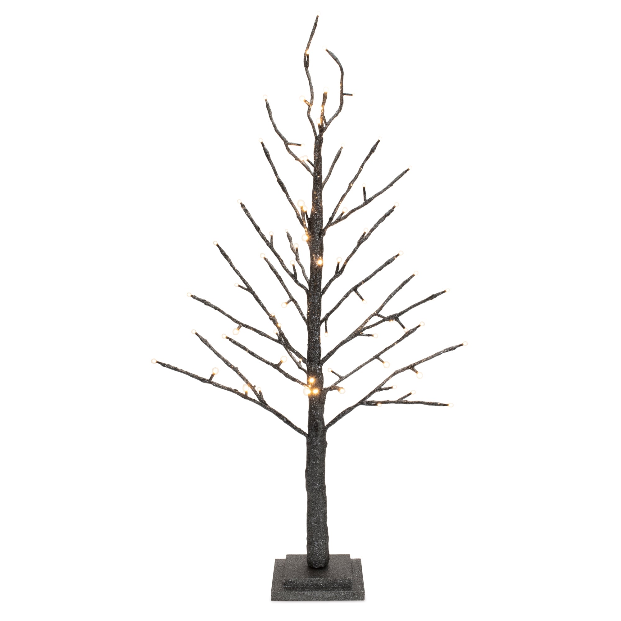 LED Black Glittered Twig Tree 36"H