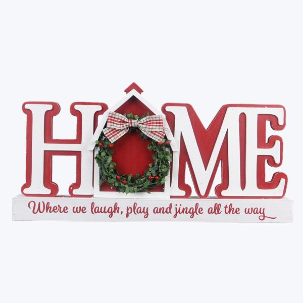 Wood Home Christmas Barn Tabletop Word Sign