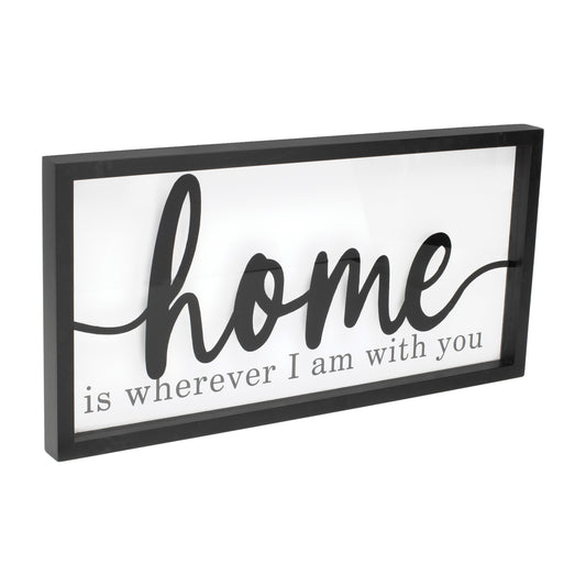 Home Sign 23.5"L x 12.5"H MDF/Glass