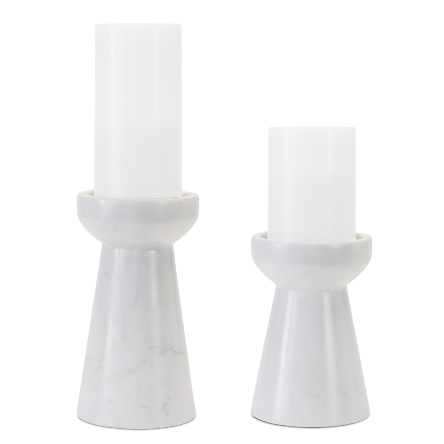 Candle Holder (Set of 2) 6"H, 7.5"H Marble