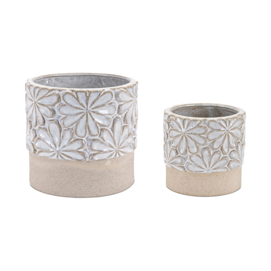 Container (Set of 2) 4"D x 4"H, 6"D x 5"H Ceramic