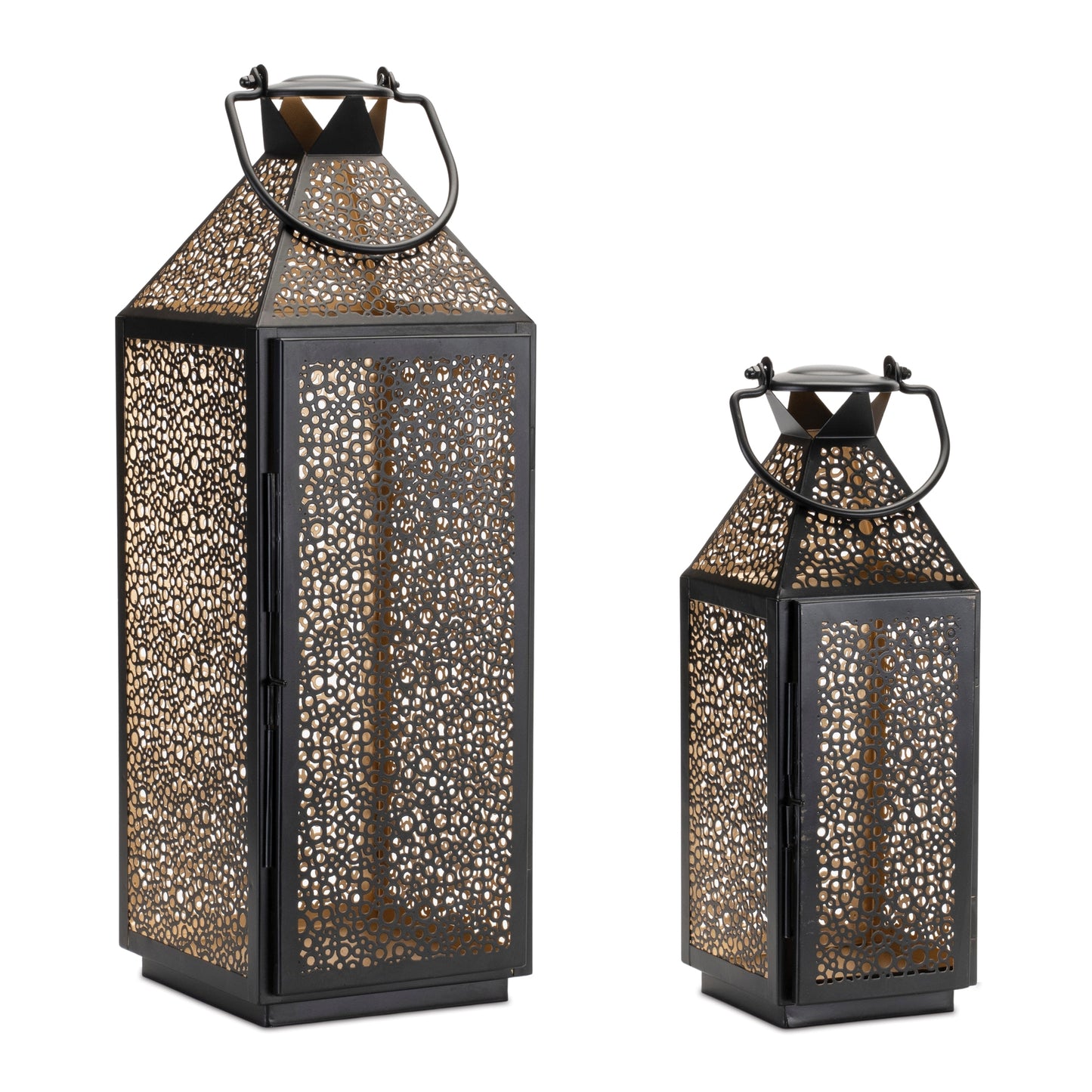 Lantern (Set of 2) 5.5"SQ x 14.5"H, 7"SQ x 21"H Iron