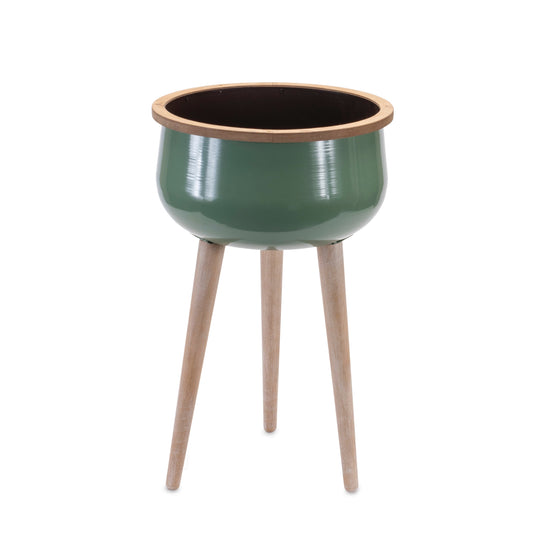 Planter 12"D x 19.5"H Metal/Wood